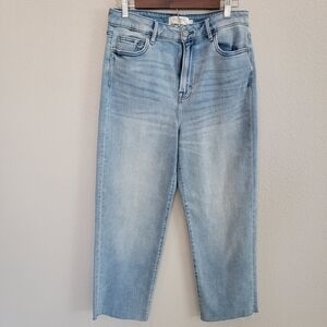 Hidden Tracey High Rise Cropped Straight Leg Light Wash Raw Hem Size 31